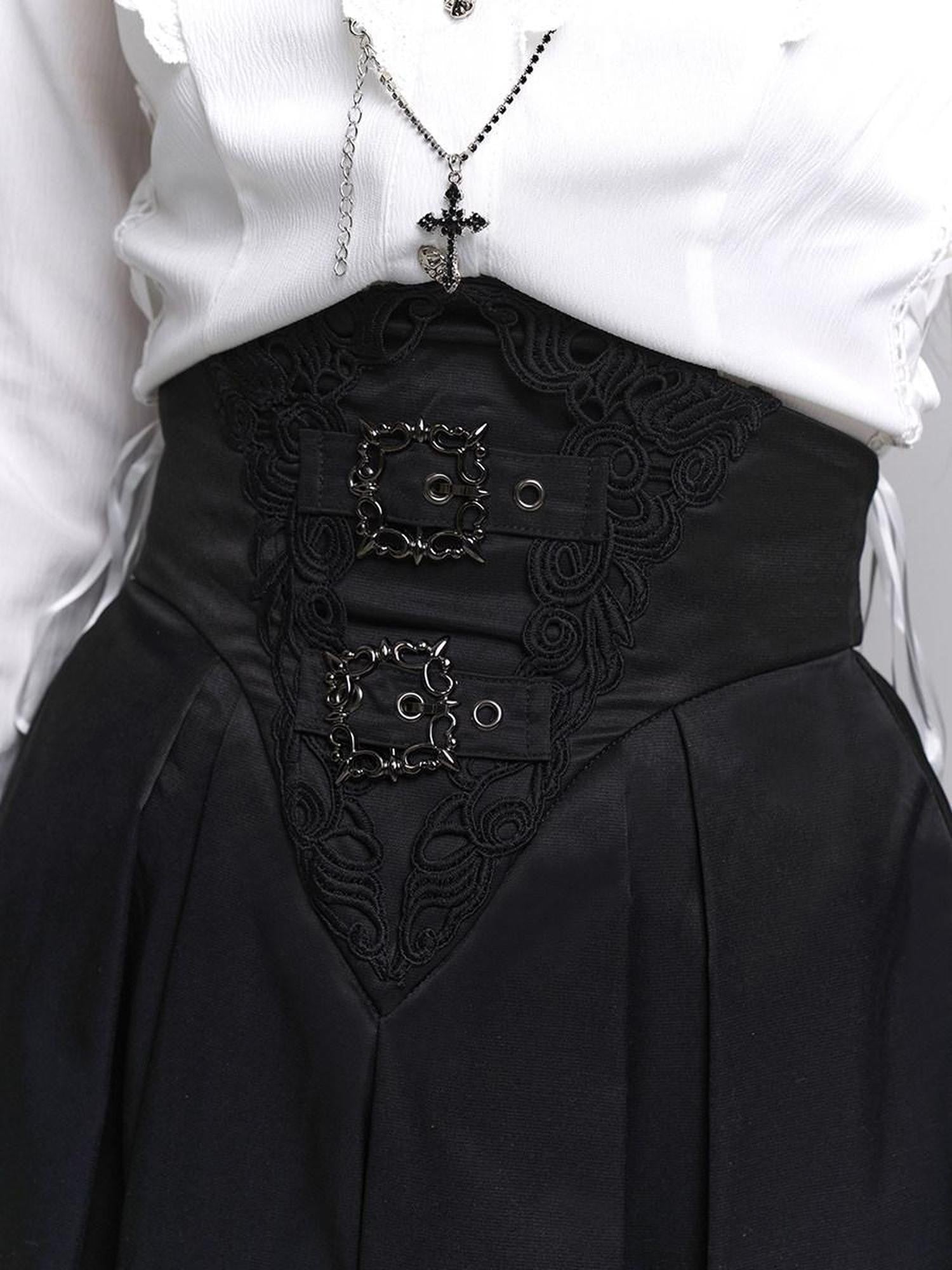LADYGHOST Black Ghost Girl Dark Gothic Corset Cinched Waist Women&