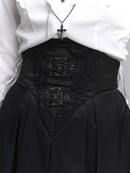 LADYGHOST Black Ghost Girl Dark Gothic Corset Cinched Waist Women&
