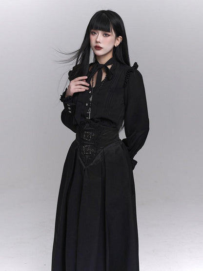 LADYGHOST Black Ghost Girl Dark Gothic Corset Cinched Waist Women&