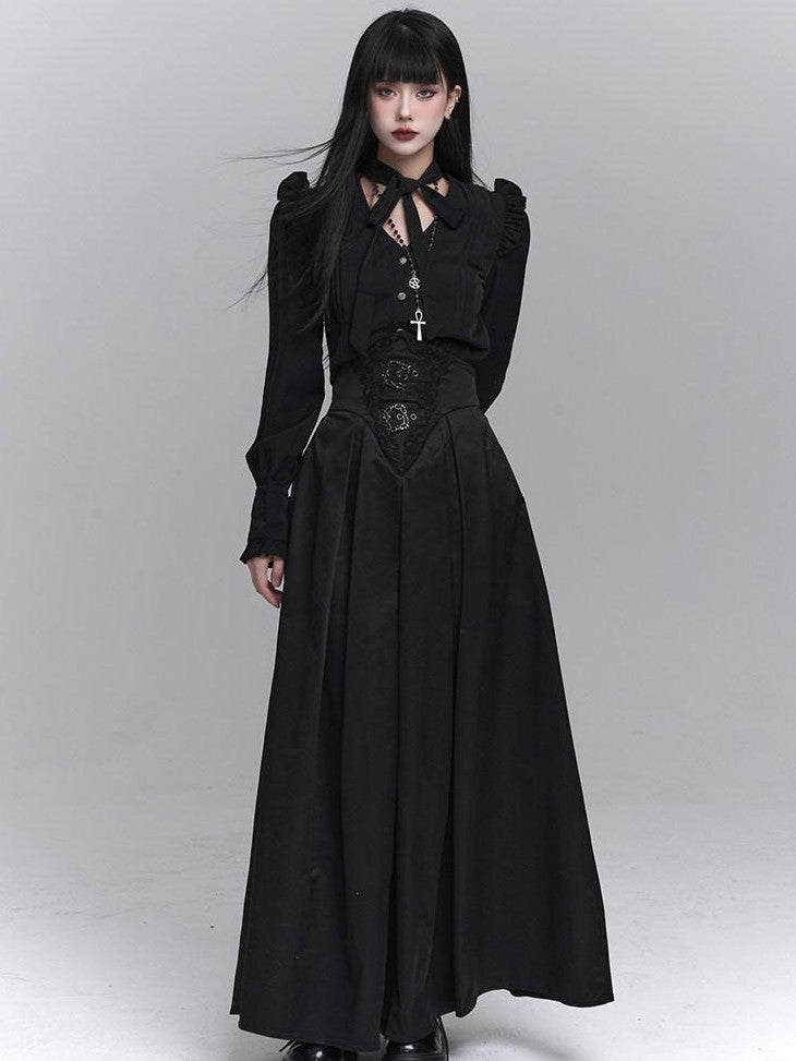 LADYGHOST Black Ghost Girl Dark Gothic Corset Cinched Waist Women&