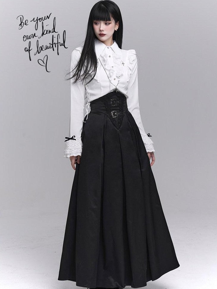 LADYGHOST Black Ghost Girl Dark Gothic Corset Cinched Waist Women&