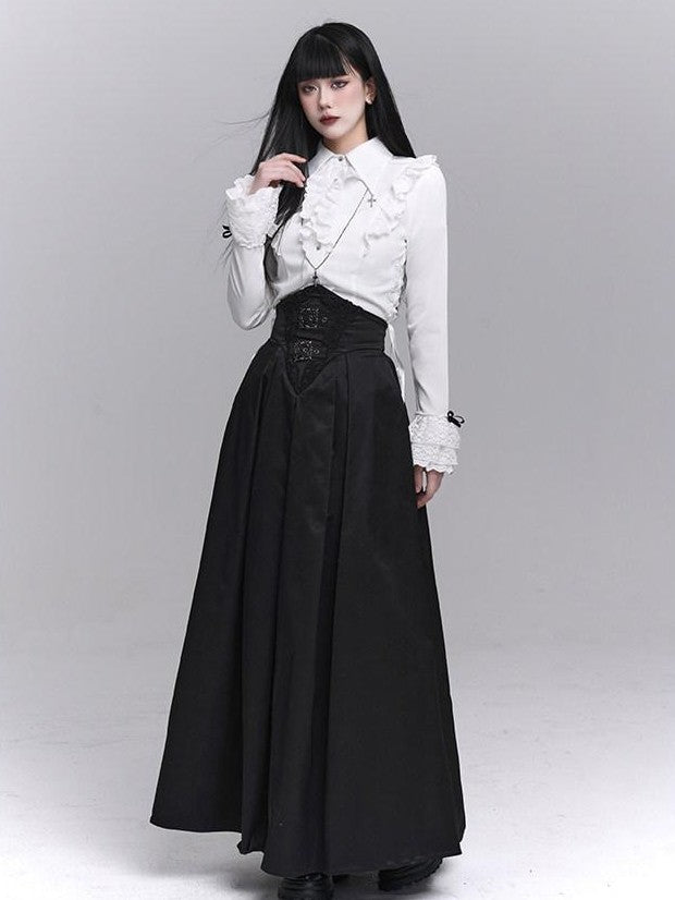 LADYGHOST Black Ghost Girl Dark Gothic Corset Cinched Waist Women&