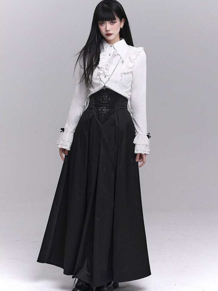 LADYGHOST Black Ghost Girl Dark Gothic Corset Cinched Waist Women&
