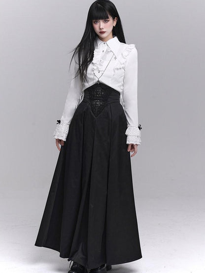 LADYGHOST Black Ghost Girl Dark Gothic Corset Cinched Waist Women&