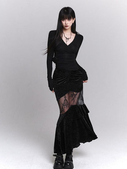 LADYGHOST Black Ghost Girl Fitted Bodycon Women&