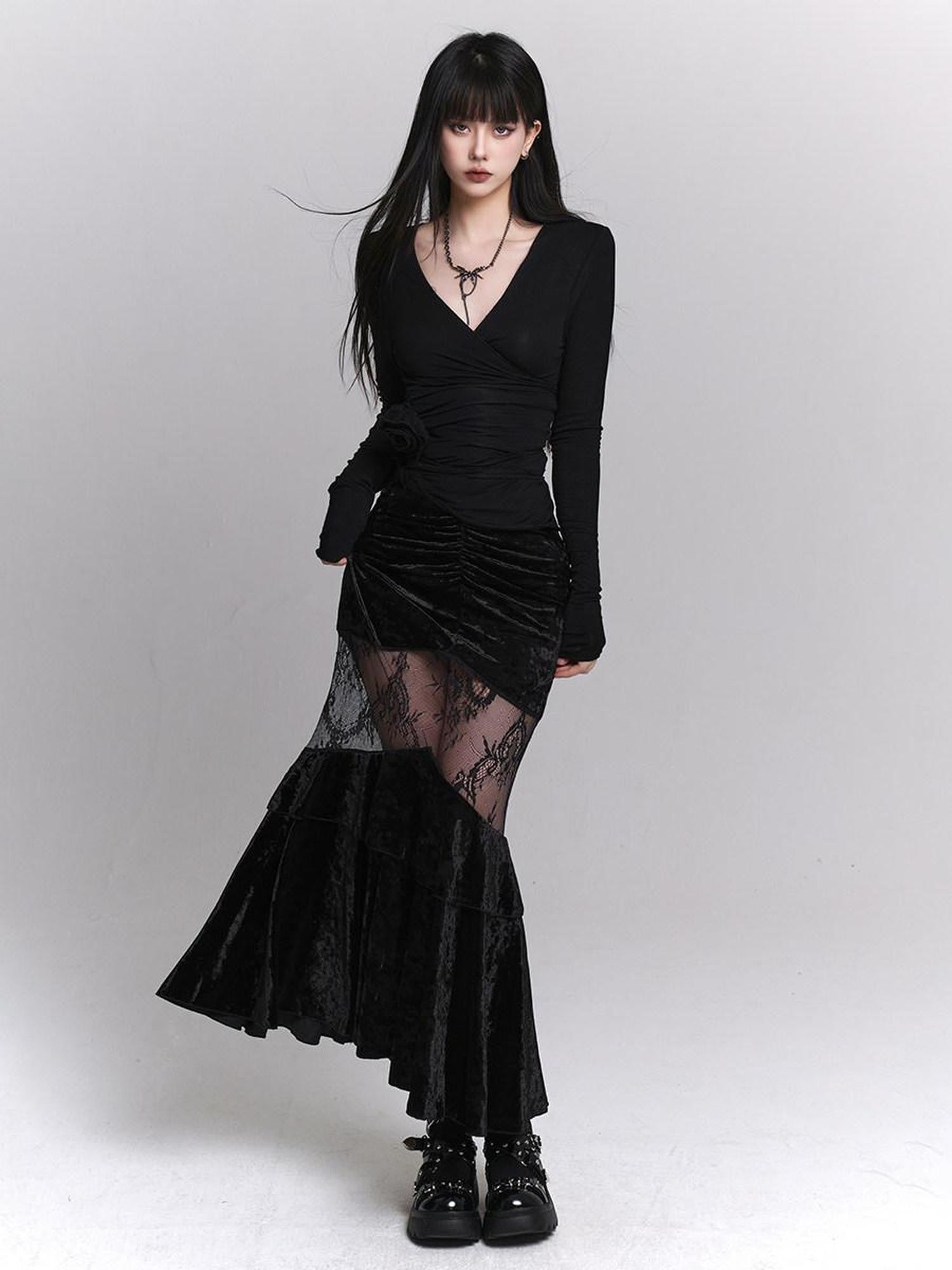 LADYGHOST Black Ghost Girl Fitted Bodycon Women&