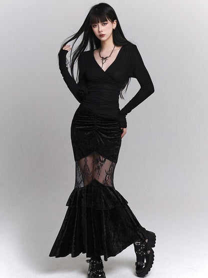 LADYGHOST Black Ghost Girl Fitted Bodycon Women&