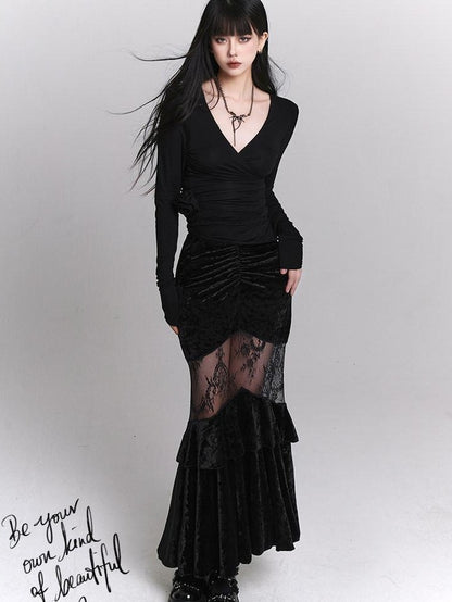 LADYGHOST Black Ghost Girl Fitted Bodycon Women&