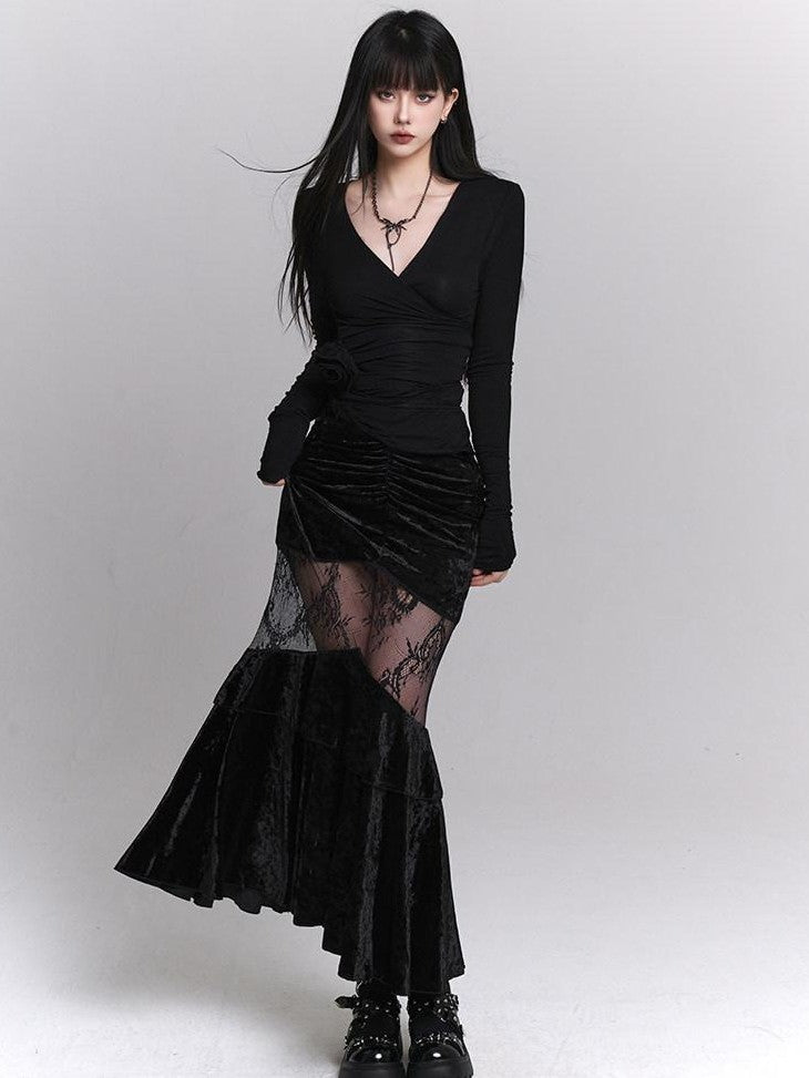 LADYGHOST Black Ghost Girl Fitted Bodycon Women&