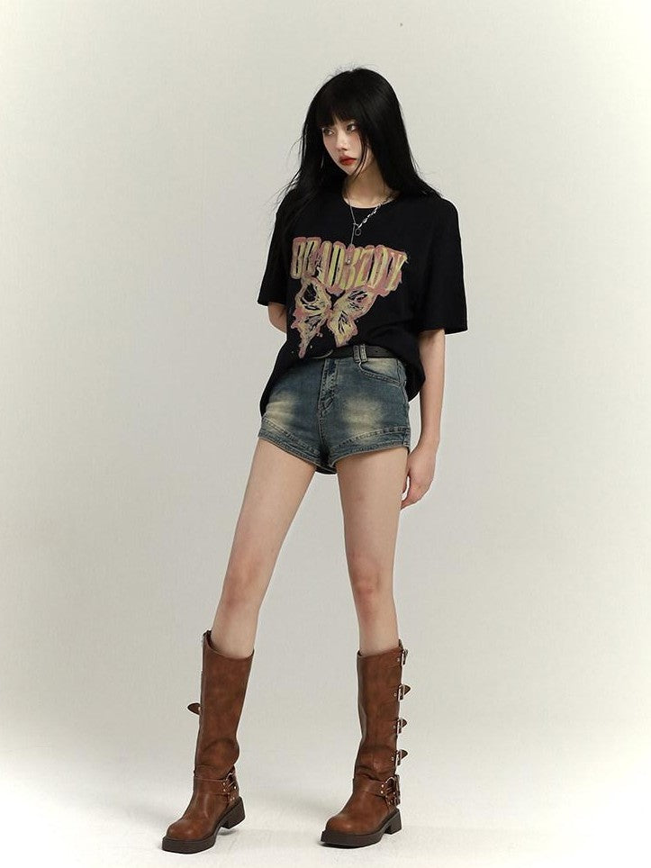 LADYGHOST Black Ghost Girl Retro Oversized Midlength Women&