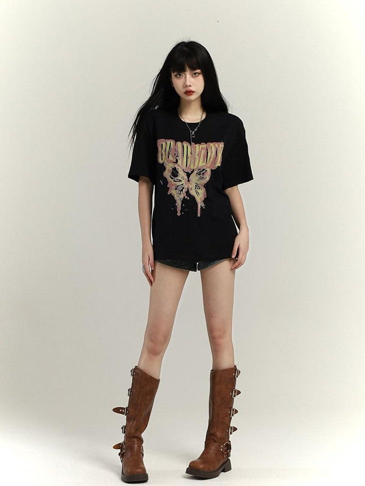 LADYGHOST Black Ghost Girl Retro Oversized Midlength Women&