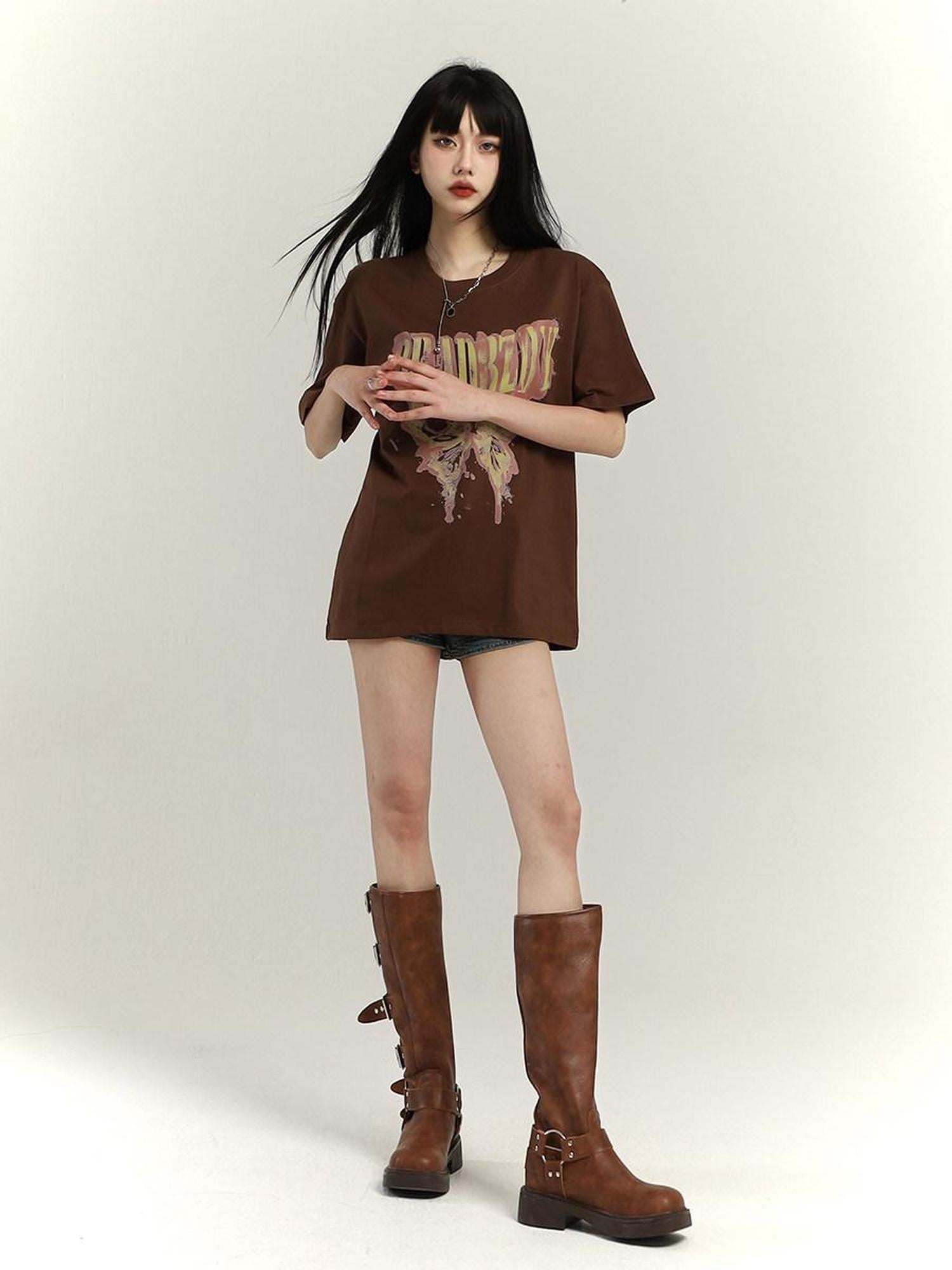 LADYGHOST Black Ghost Girl Retro Oversized Midlength Women&
