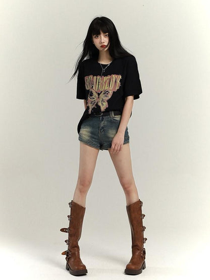 LADYGHOST Black Ghost Girl Retro Oversized Midlength Women&