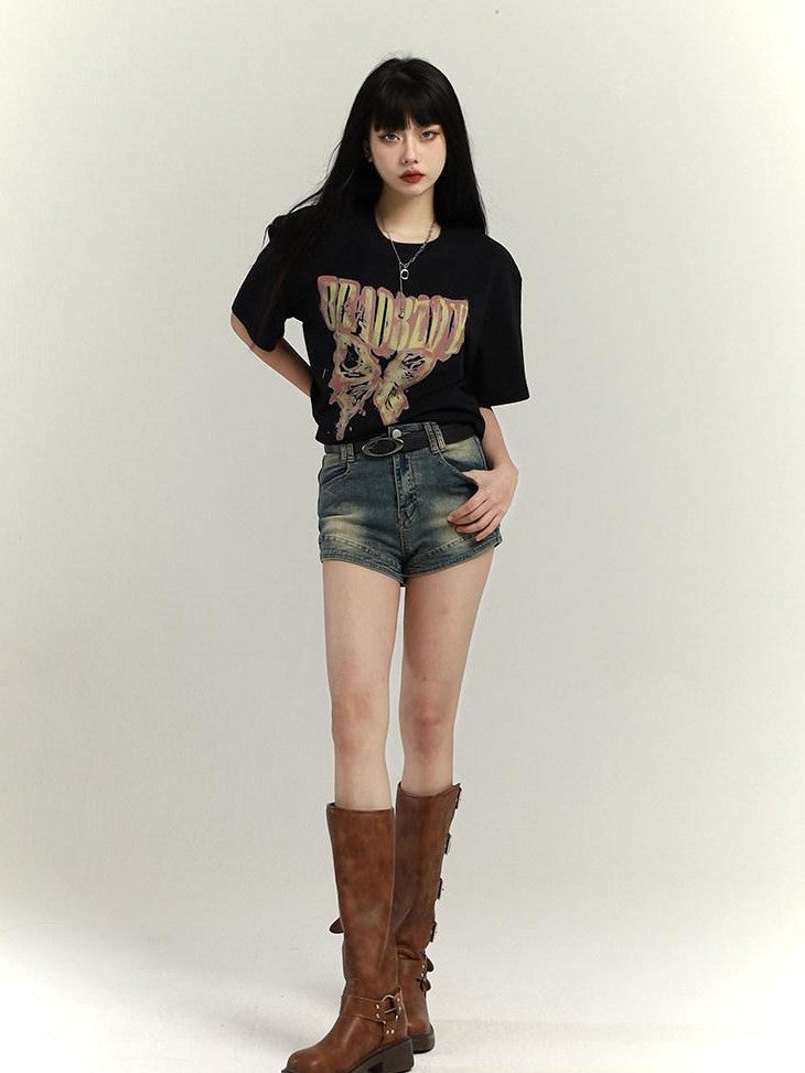 LADYGHOST Black Ghost Girl Retro Oversized Midlength Women&