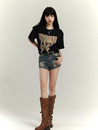 LADYGHOST Black Ghost Girl Retro Oversized Midlength Women&