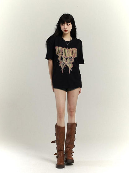 LADYGHOST Black Ghost Girl Retro Oversized Midlength Women&