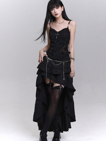 LADYGHOST Black Ghost Print Sexy Music Festival Edgy Subculture Women&
