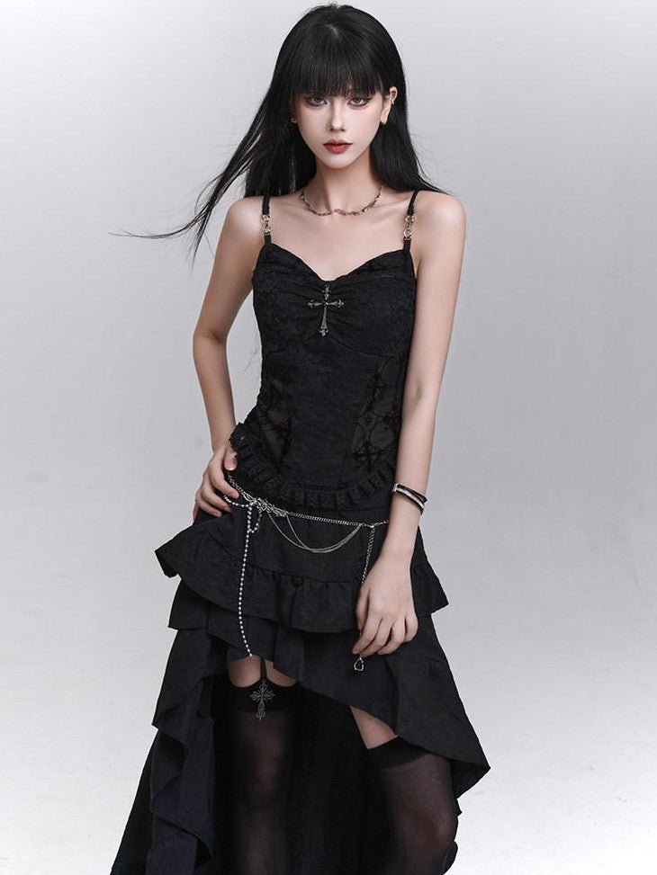 LADYGHOST Black Ghost Print Sexy Music Festival Edgy Subculture Women&