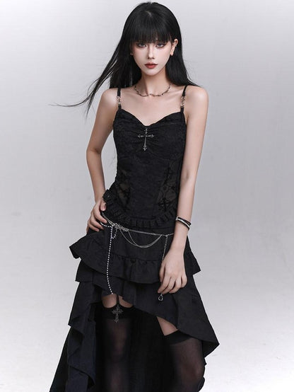 LADYGHOST Black Ghost Print Sexy Music Festival Edgy Subculture Women&
