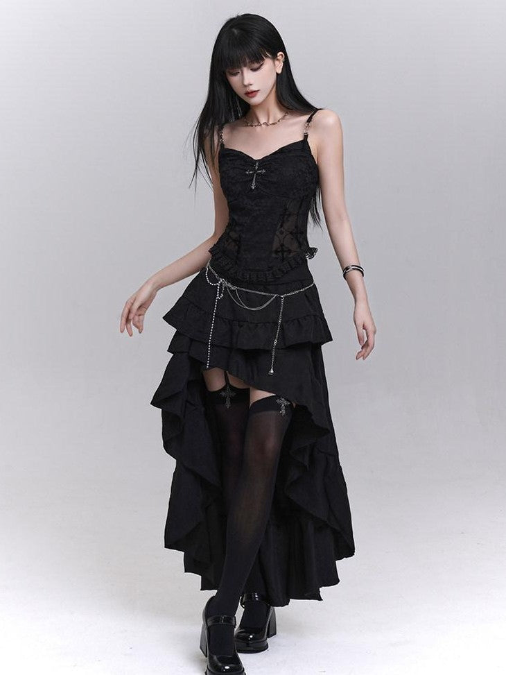 LADYGHOST Black Ghost Print Sexy Music Festival Edgy Subculture Women&
