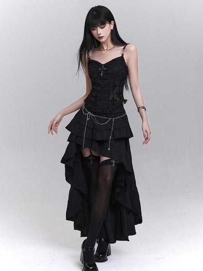 LADYGHOST Black Ghost Print Sexy Music Festival Edgy Subculture Women&