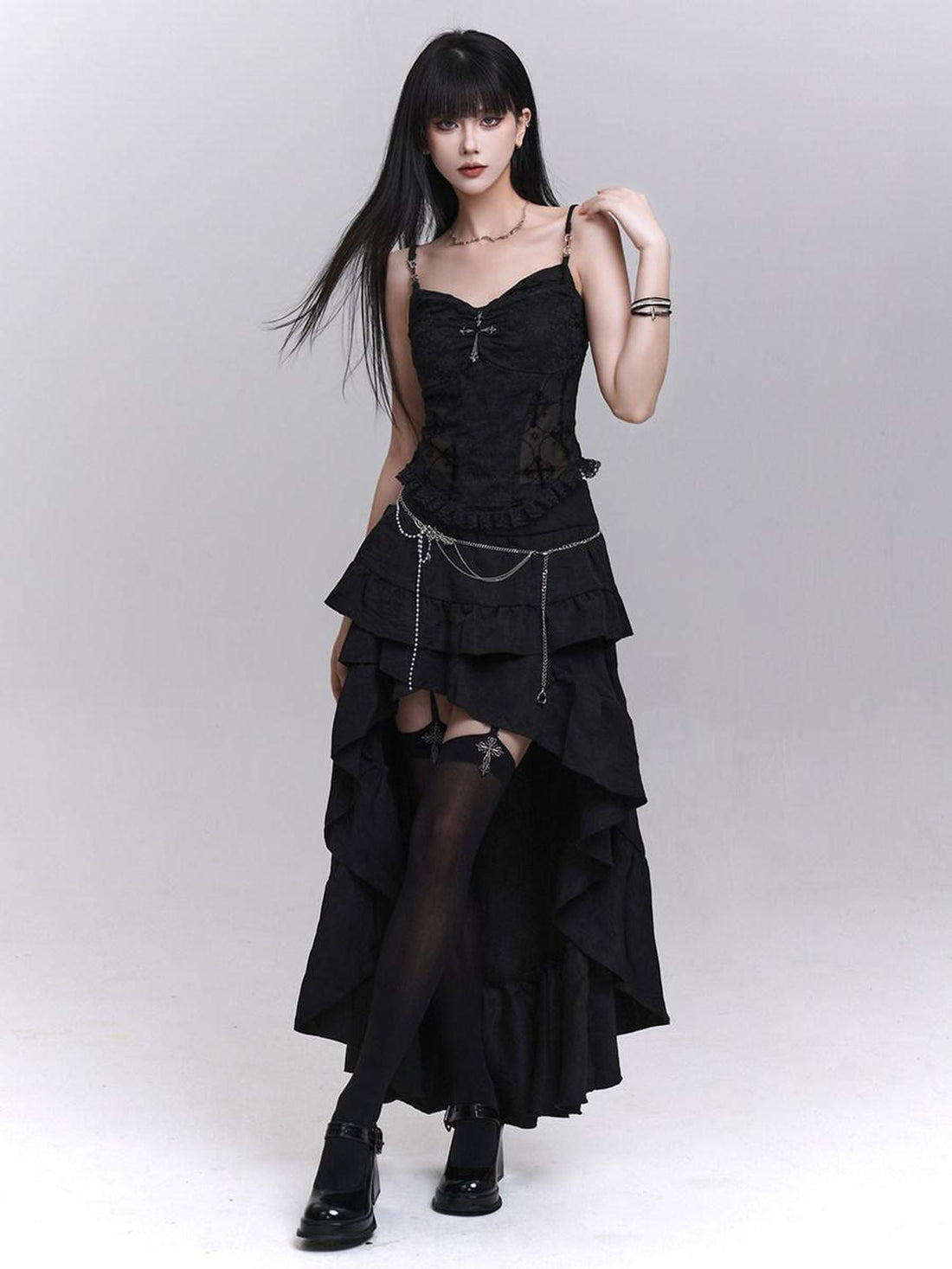 LADYGHOST Black Ghost Print Sexy Music Festival Edgy Subculture Women&