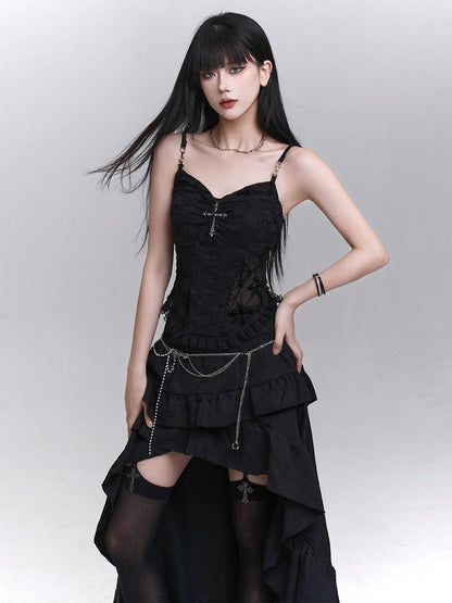 LADYGHOST Black Ghost Print Sexy Music Festival Edgy Subculture Women&