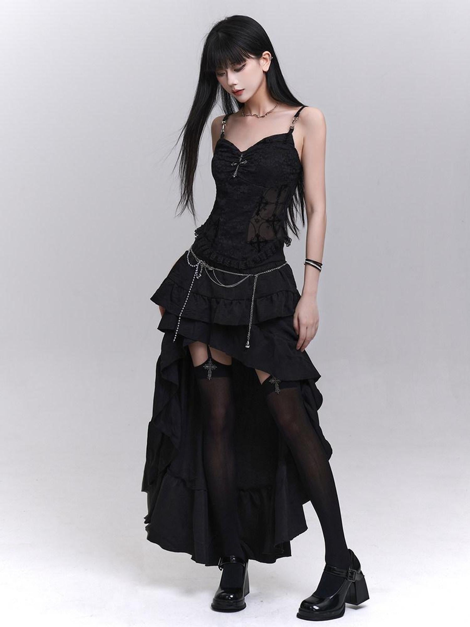 LADYGHOST Black Ghost Print Sexy Music Festival Edgy Subculture Women&