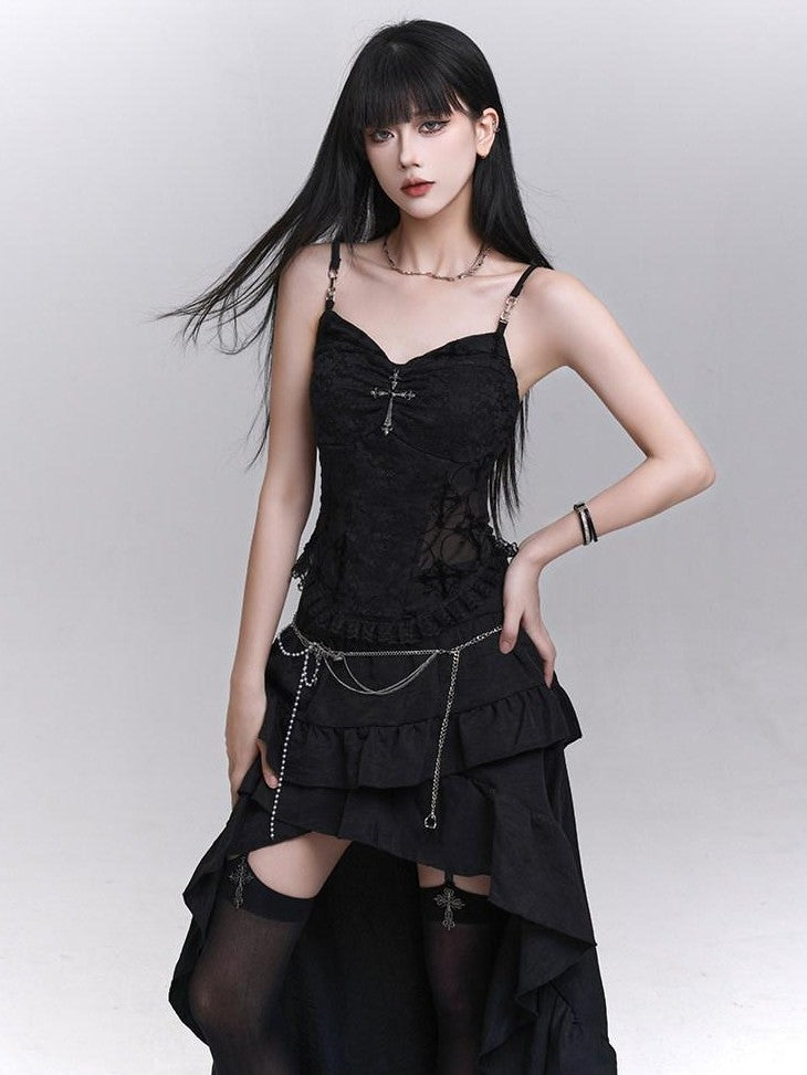 LADYGHOST Black Ghost Print Sexy Music Festival Edgy Subculture Women&