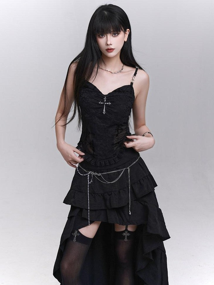 LADYGHOST Black Ghost Print Sexy Music Festival Edgy Subculture Women&