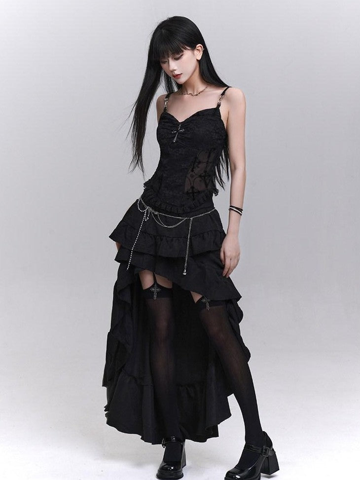 LADYGHOST Black Ghost Print Sexy Music Festival Edgy Subculture Women&