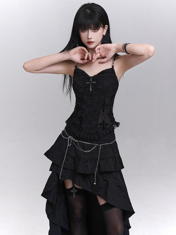 LADYGHOST Black Ghost Print Sexy Music Festival Edgy Subculture Women&