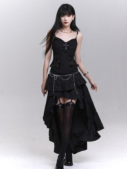 LADYGHOST Black Ghost Print Sexy Music Festival Edgy Subculture Women&