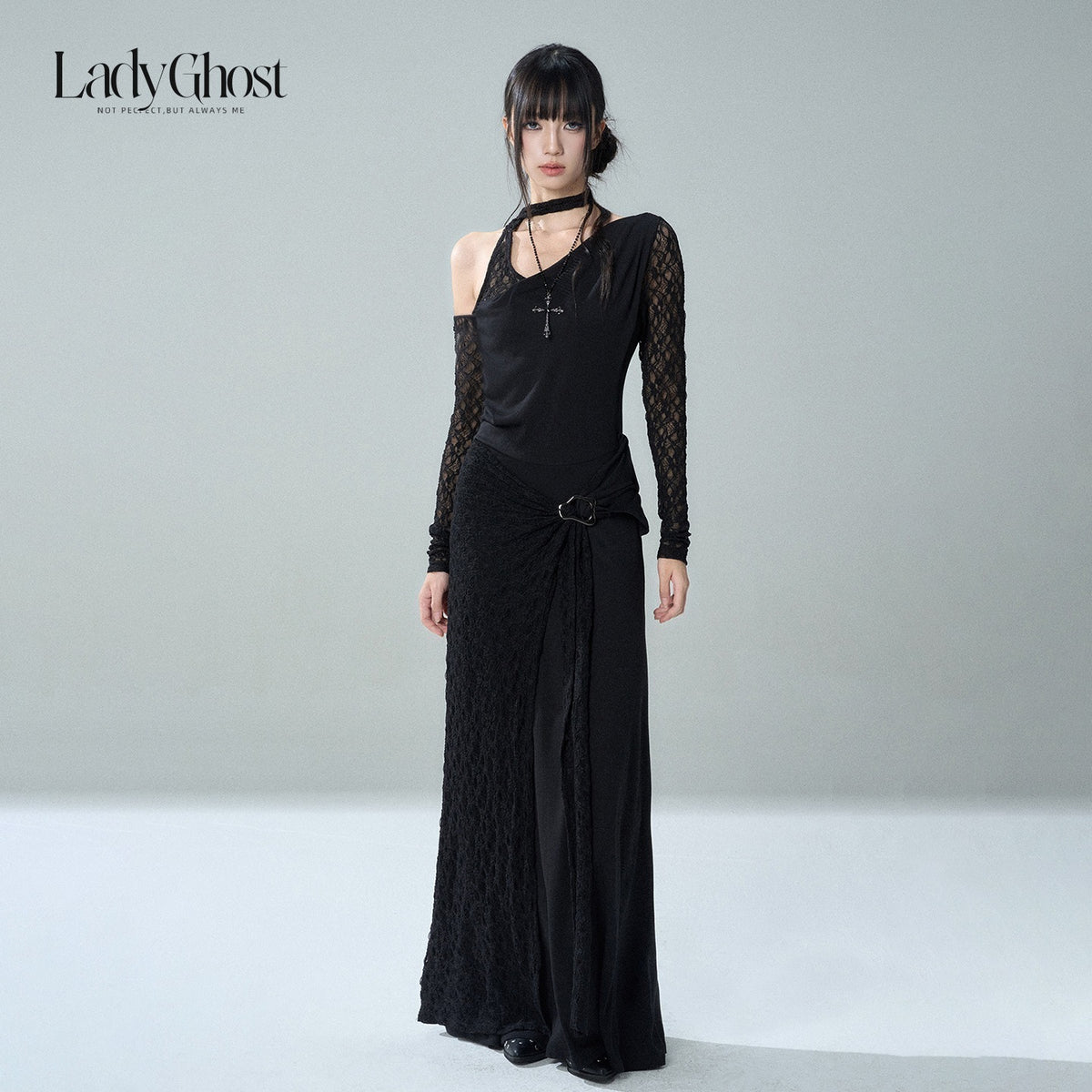 LADYGHOST_Black_Lace_One_Shoulder_Long_Sleeve_Women&
