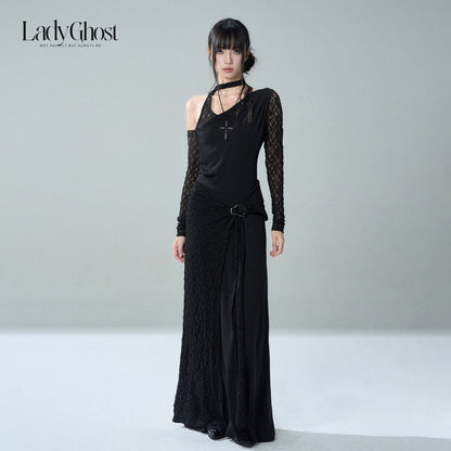 LADYGHOST_Black_Lace_One_Shoulder_Long_Sleeve_Women&