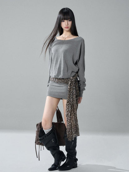 LADYGHOST Black Off Shoulder Long Sleeve Knit Slim Fit Women&