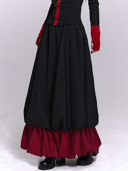 LADYGHOST Black Red Jellyfish Bubble Hem Dark Gothic Women&