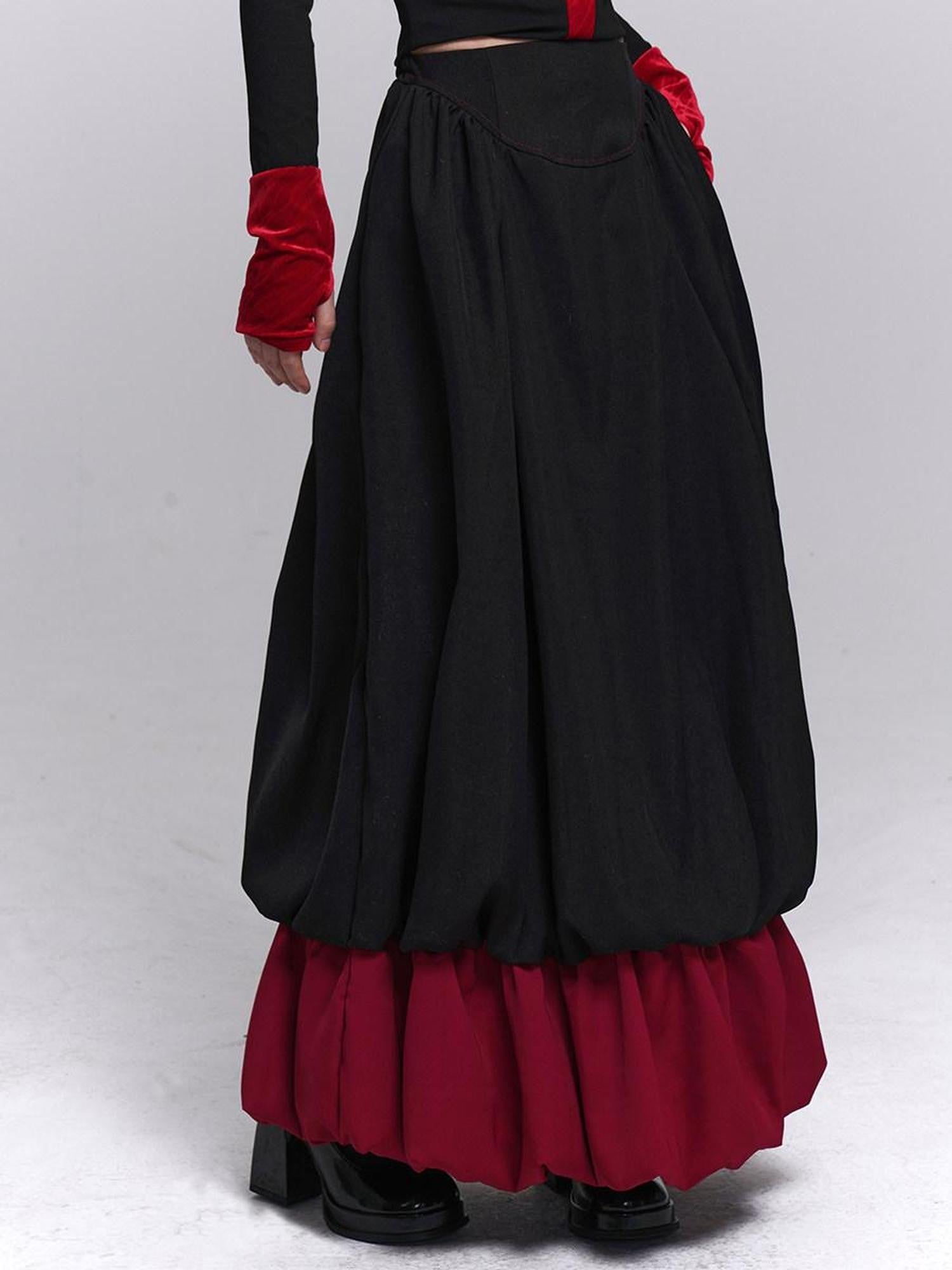LADYGHOST Black Red Jellyfish Bubble Hem Dark Gothic Women&