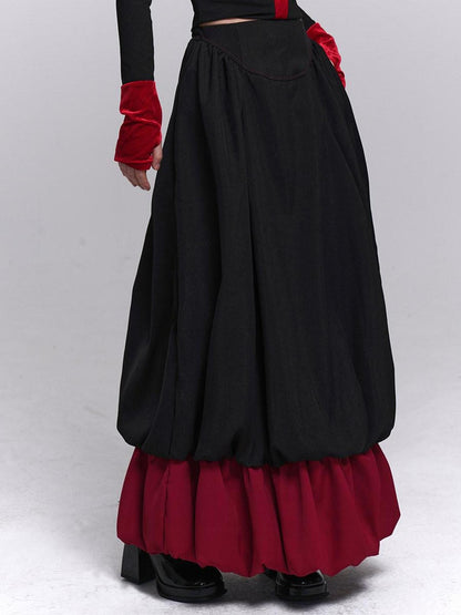 LADYGHOST Black Red Jellyfish Bubble Hem Dark Gothic Women&