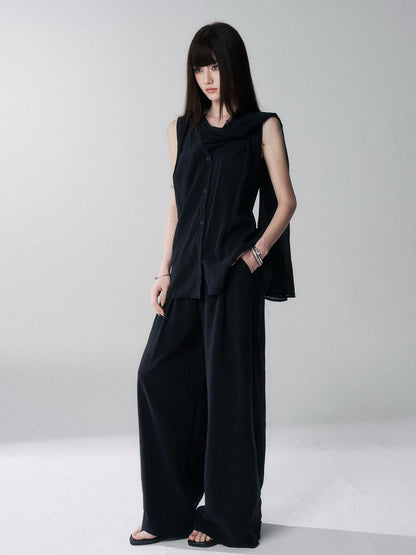 LADYGHOST Black Sleeveless Relaxed Fit Korean Women&