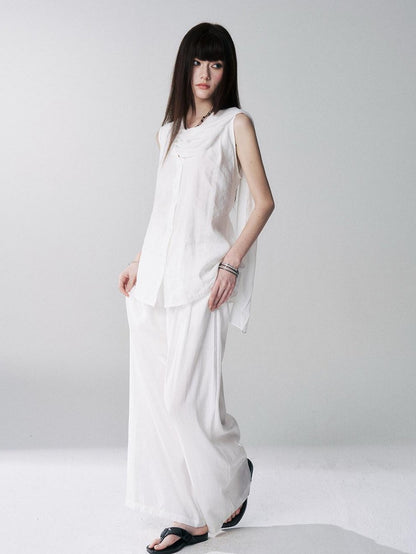 LADYGHOST Black Sleeveless Relaxed Fit Korean Women&
