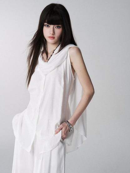 LADYGHOST Black Sleeveless Relaxed Fit Korean Women&