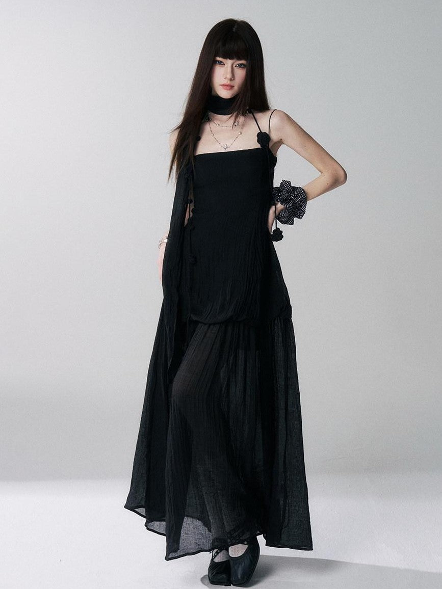 LADYGHOST Black Spaghetti Strap Bustier Backless Women&