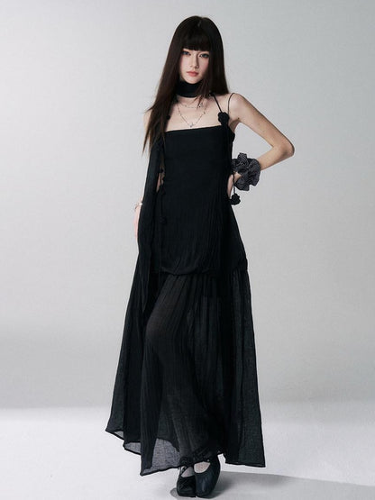 LADYGHOST Black Spaghetti Strap Bustier Backless Women&