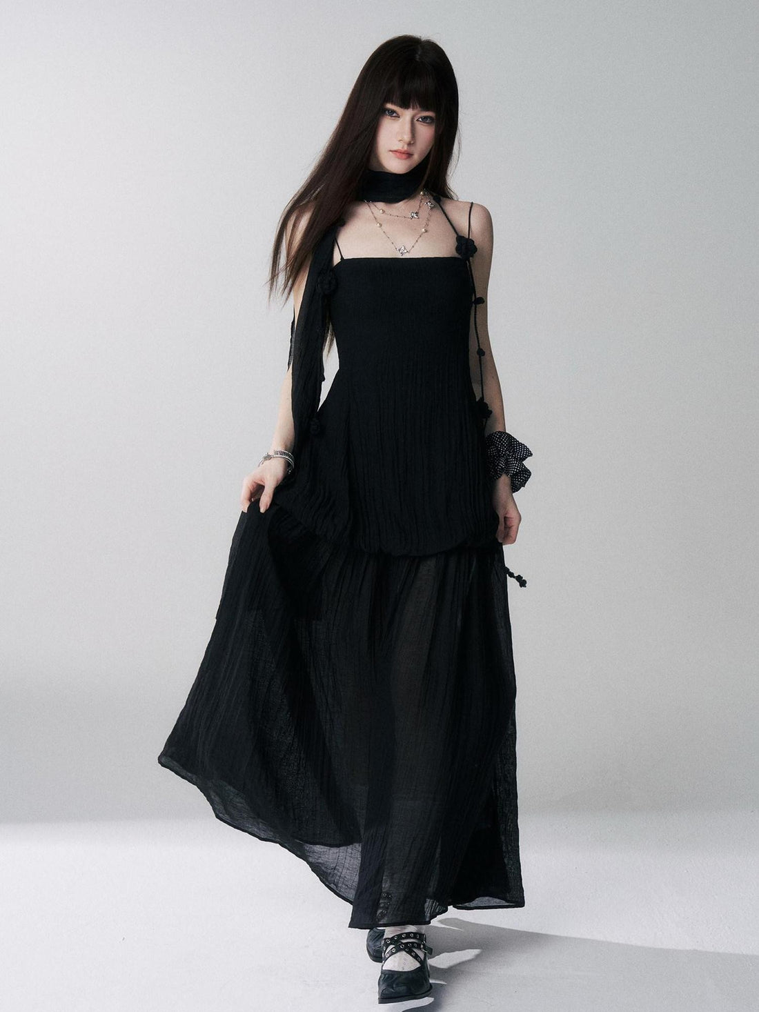 LADYGHOST Black Spaghetti Strap Bustier Backless Women&