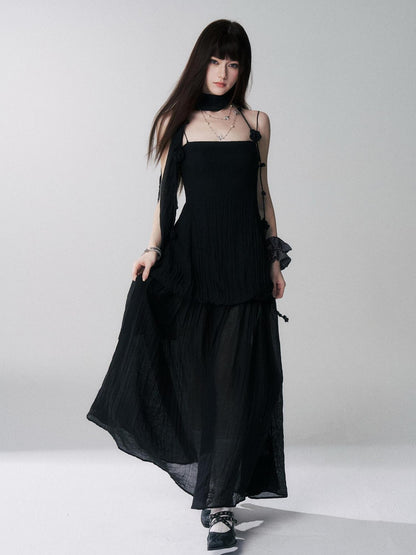 LADYGHOST Black Spaghetti Strap Bustier Backless Women&