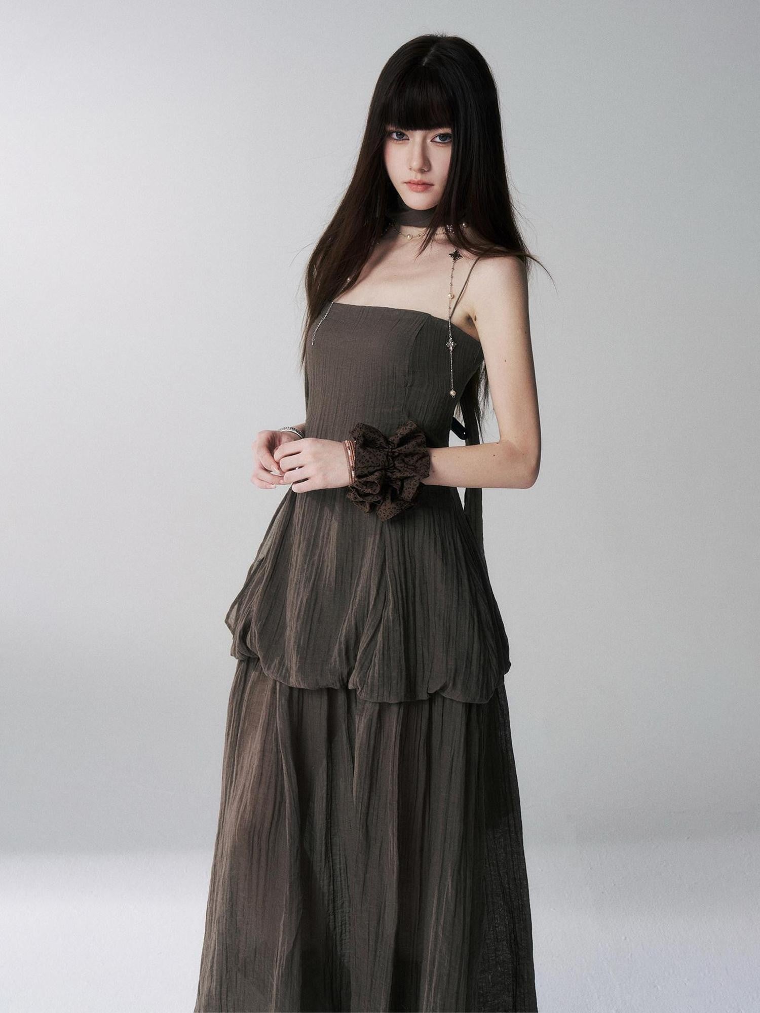 LADYGHOST Black Spaghetti Strap Bustier Backless Women&