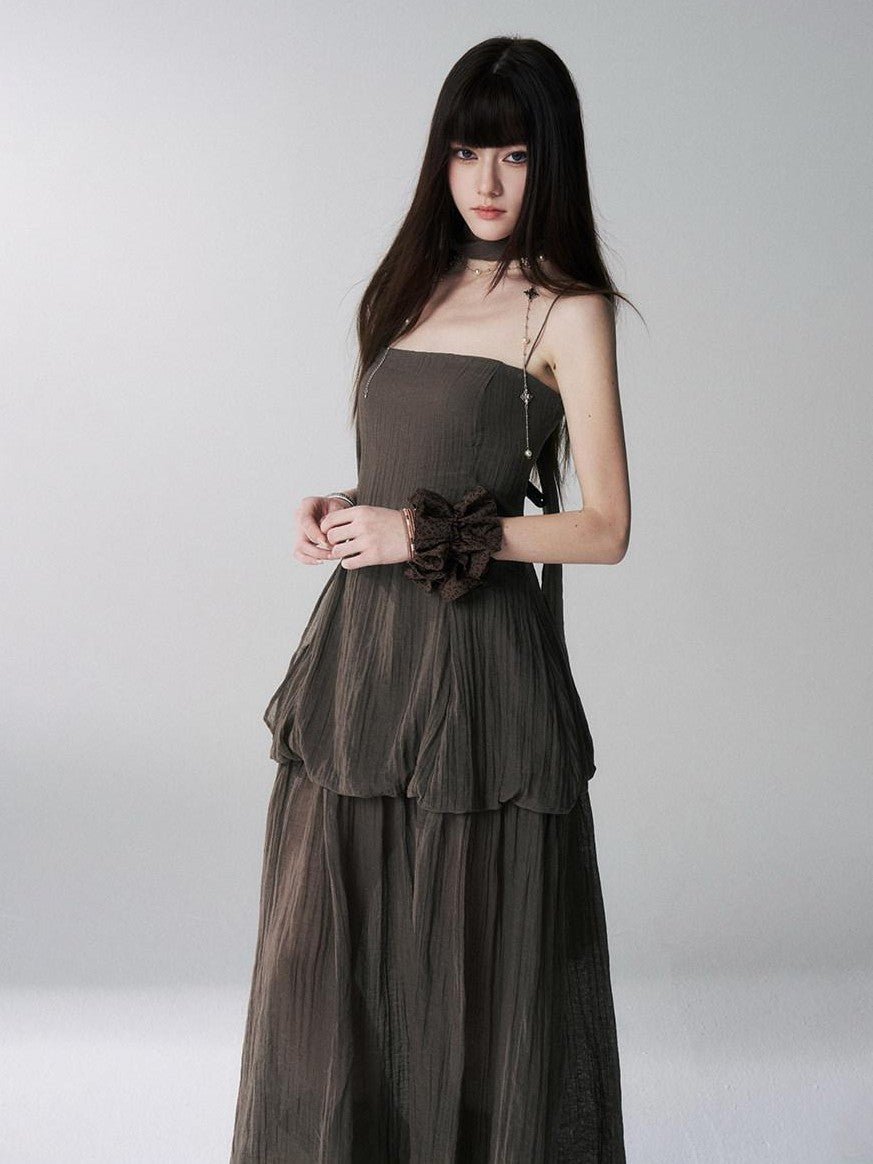 LADYGHOST Black Spaghetti Strap Bustier Backless Women&