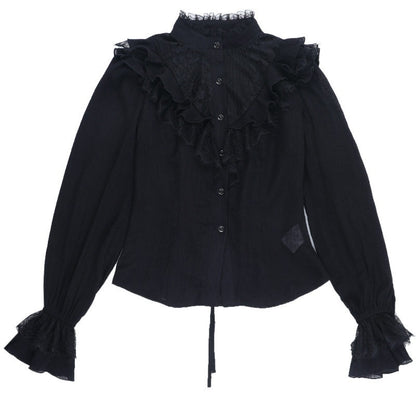 LADYGHOST_Black_Victorian_Gothic_Long_Sleeve_Lace_Trim_Women&