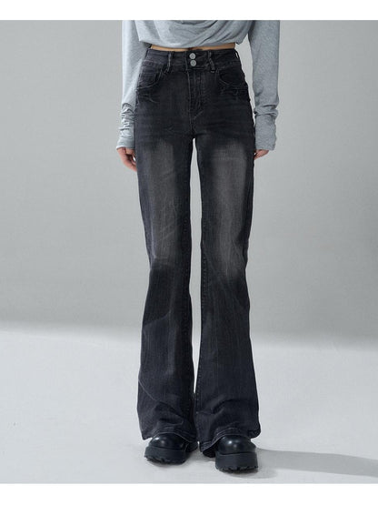 LADYGHOST Black Washed High Waist Pockets Women&